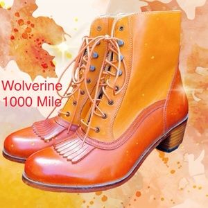 WOLVERINE 1000 MILE SAMANTHA PLEET LACE UP  LEATHER ANKLE BOOTS 👢- 8.5 - NWT !